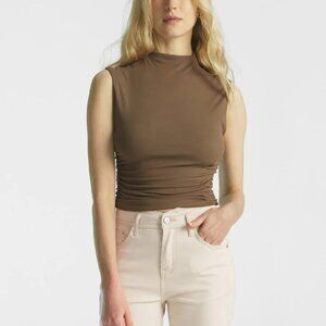 Cropped mock neck tank tops